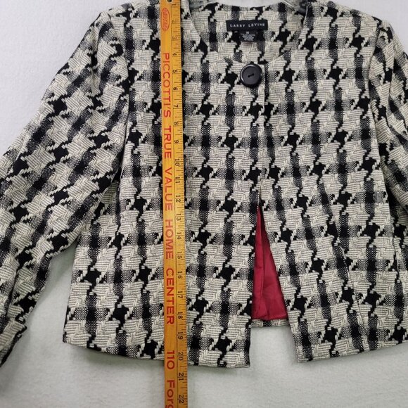 Larry Levine Womens Houndstooth Wool Blend Jacket Size 10 Black & White - Picture 11 of 12